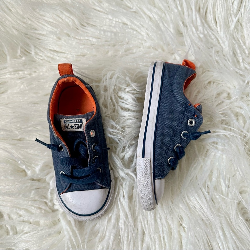 Converse All Star Navy Blue and Orange Toddler Boy Sneaker Shoes Size 10